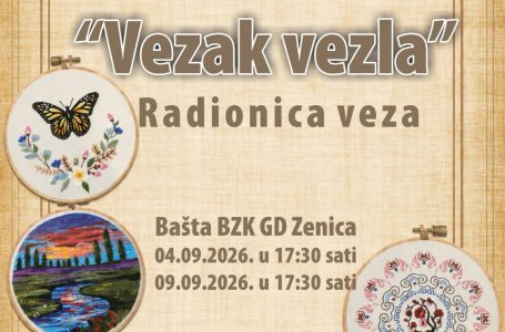 Najava radionice “Vezak vezla” u organizaciji Galerije “Preporod” Zenica